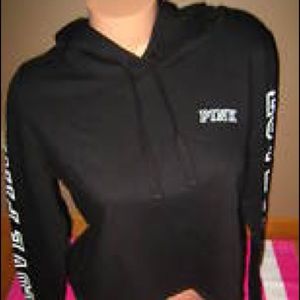 Victoria Secret’s Pink Black Cropped hoodie